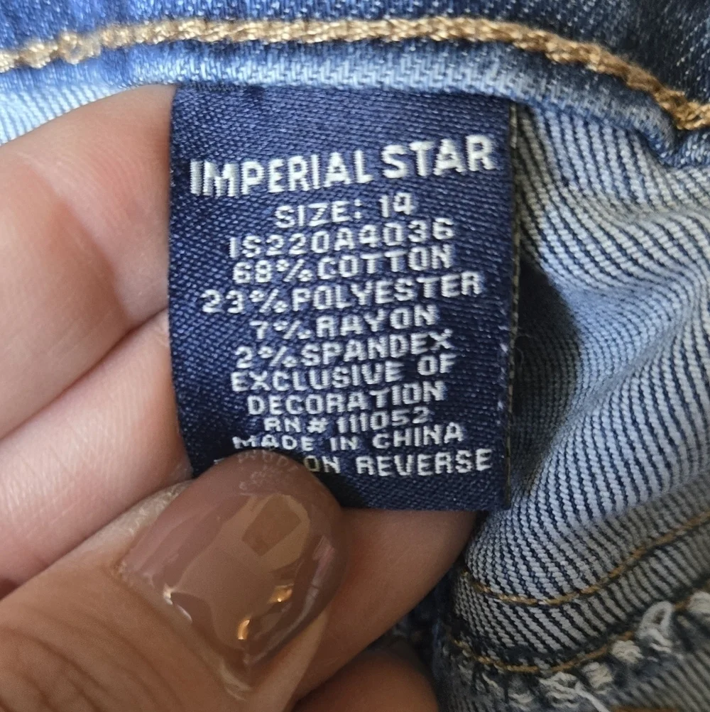 Imperial Star Ripped Blue Ankle Jeans GIRLS SZ 14